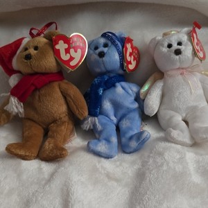 Ty Jingle Beanies Collection Plush Lot of 3 Holiday Teddy 1997 1999 Halo