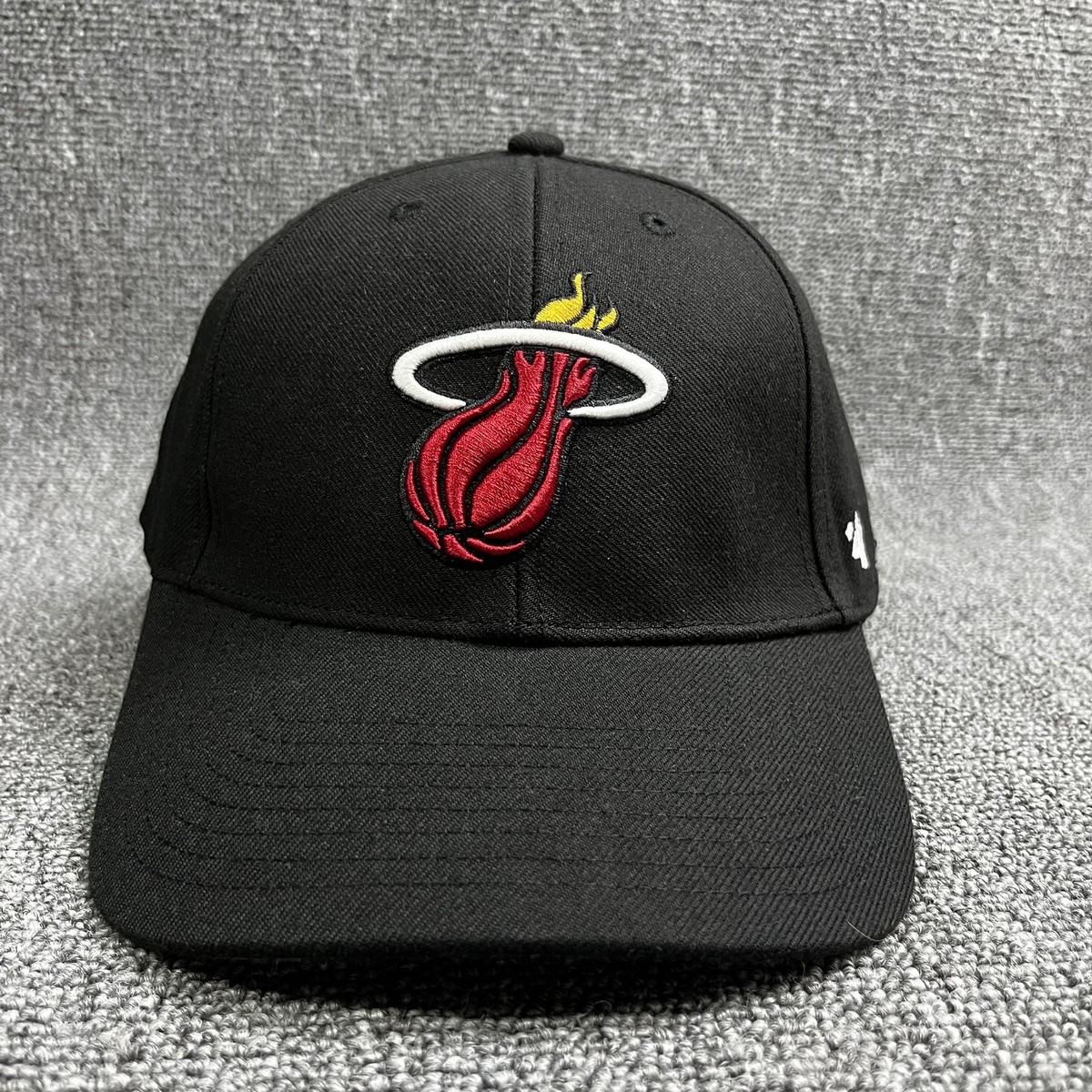 Miami Heat '47 Brand MVP Snapback Hat Black Curved Brim NBA Adjustable Cap