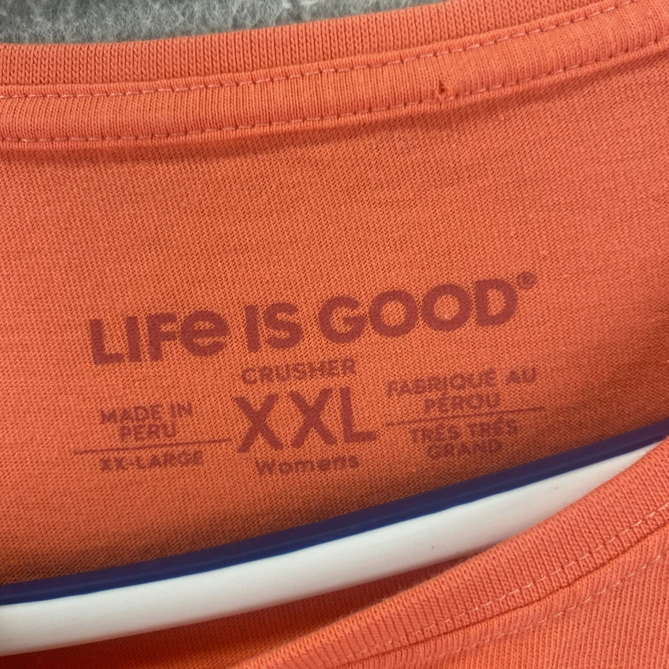 Camiseta Life is Good Crusher para mujer 2X naranja amanecer manga corta algodón Foto 2 de 4