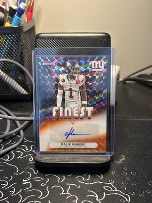 2025 Topps Finest Malik Nabers Orange /25 Auto Giants #FA-MN BOOKEND 1/1 