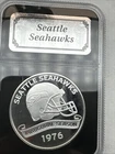 SEATTLE SEAHAWKS, ￼NFL FOOTBALL 1976 INAUGURAL SEASON 1oz .999 SILVER COIN