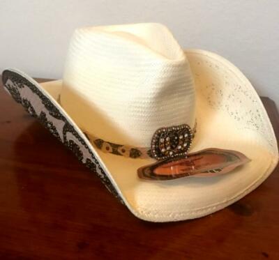 Bullhide Western Womens Hat Horseshoe Concho Shantung Panama Straw