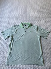 Footjoy Golf Polo Shirt Men's Size Large Green White Striped Short Sleeve Top