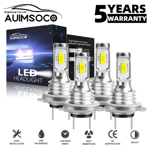 4x H7 LED Combo Headlight Bulb High Low Beam Kit 8000K Super Bright White