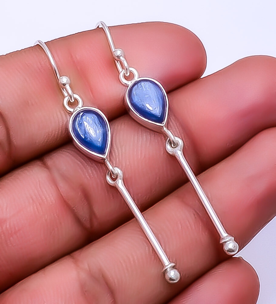 Kyanite - Nepal 925 Sterling Silver Bali Earring 2.34