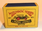 Matchbox Moko Lesney No 1 Road Roller Empty Repro Box style A