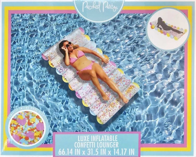 Packed Party Luxe Confetti Pool Lounger Float for Ages 14+ Years   