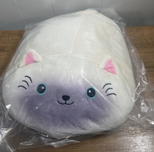 NEW White Siamese Cat Soft Fluffy Pillow Plush 12  With Zipper Sealed In Bag