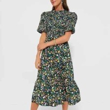 NEW Tuckernuck Hyacinth House Black Floral Smocked Samantha Midi Dress XX Large