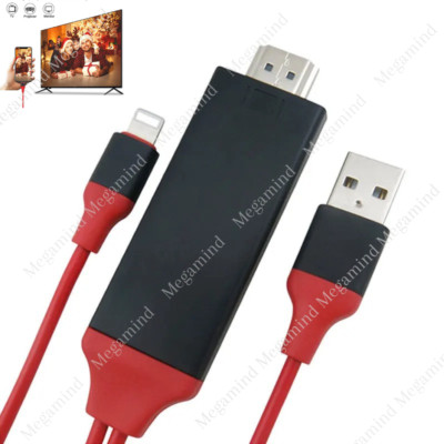 HDMI Mirroring Cable Phone to AV TV HDTV Adapter For iPhone 14 13 12 11 X XR 8 7