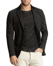  1298 John Varvatos Collection Textured Slim Fit Lapel Jacket Black EU 48 US 38