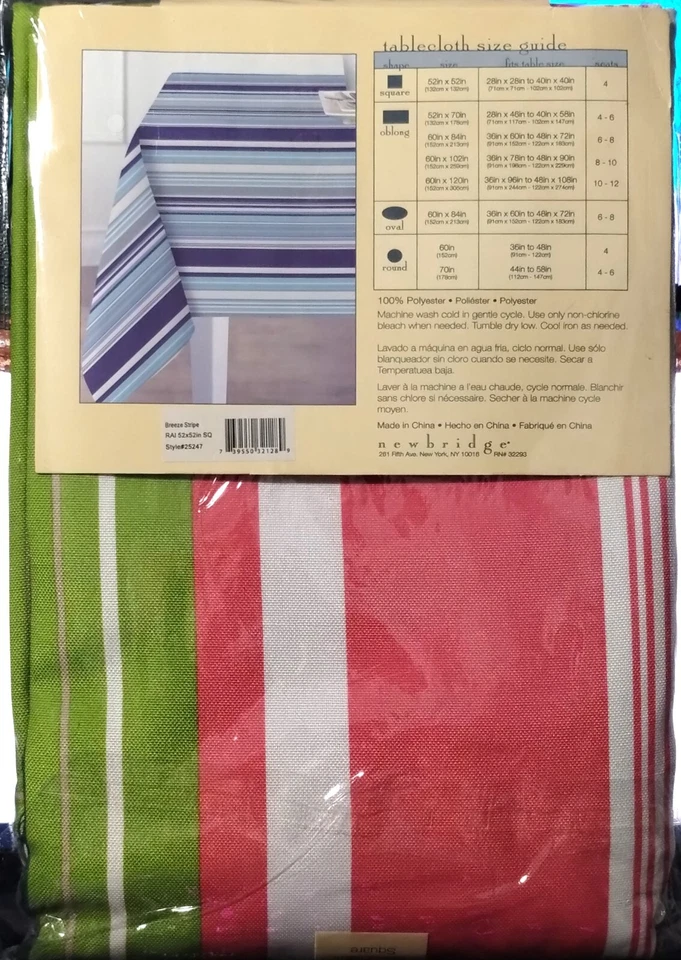 Newbridge Indoor / Outdoor Tablecloth - 52”x52" Square - 100% Polyester - New - Image 2 of 3