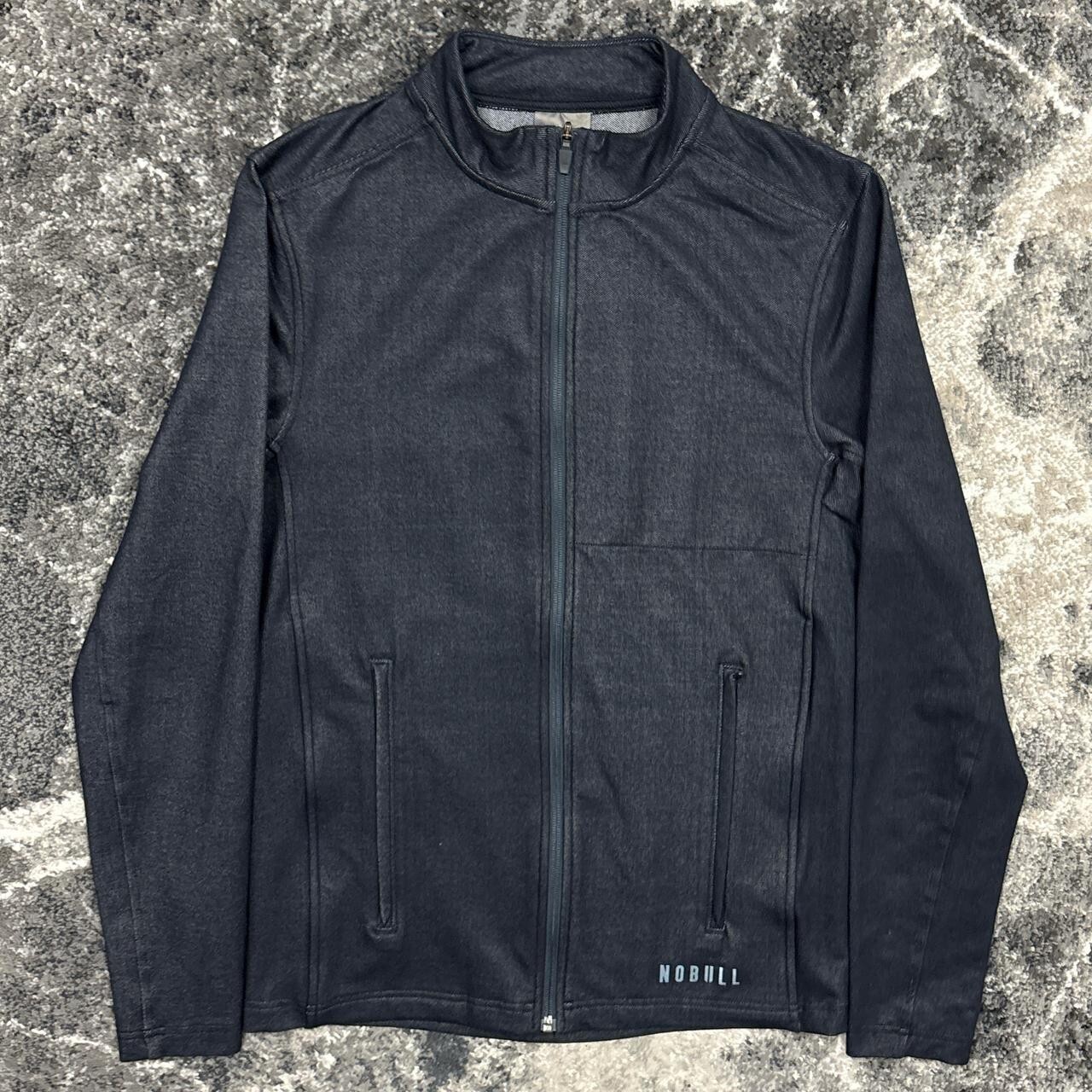 NoBull Mens Small Twill Zip Up Jacket Indigo Blue USA Made Performance Coat