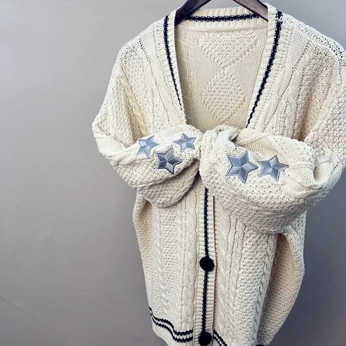 Taylor Swift Star Strickjacke Folklore gestrickt gemütlich faul Strickjacke Pullover Herbst - Bild 6 von 21