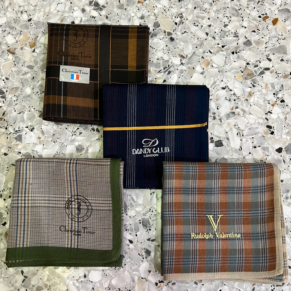 4 ART HANKY AZUL VERDE CEJA CUADROS CLÁSICO ALGODÓN HOMBRE PAÑUELO DE BOLSILLO 17" DE COLECCIÓN Foto 3 de 4