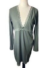 NWT Prettylittlething Khaki Rib Lace Detail Split Hem  Size: 12