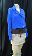 Cache moto crop Zip light coat Blazer jacket stretch bolero blue SZ 8 M VTG NEW