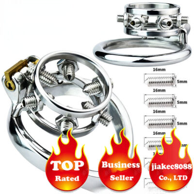 Classics Stainless Steel Male Chastity Cage Device Men Metal Locking Screw Spike