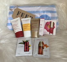 Clarins 6pcs Skin Care Set Comfort Scrub Beauty Flash Balm Day Cream Lip Oil