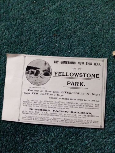 Kvc25 Ephemera 1895 advert yellowstone Park new York  - 第 1/1 張圖片