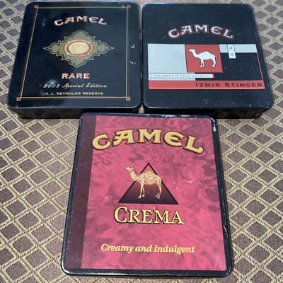 Vintage Camel Cigarettes Exotic Blends Wood Box With 4 Empty Tins