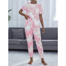 Tie-Dye Round Neck Short Sleeve Top and Pants