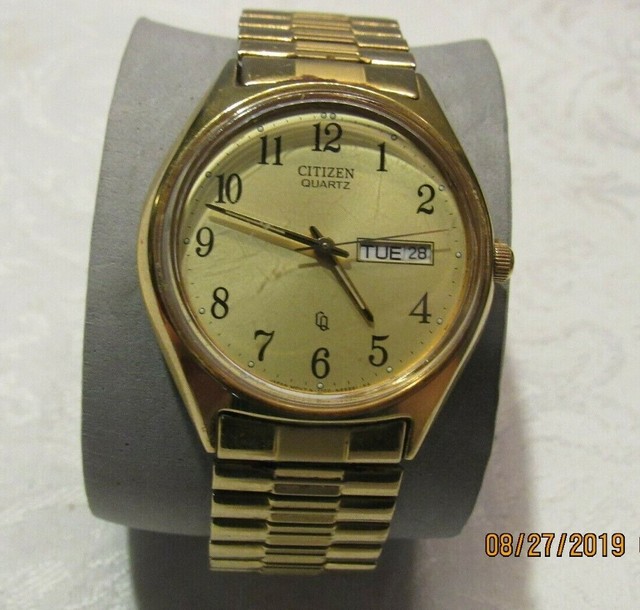 men's citizen quartz watch gold
