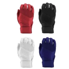 MENS LEATHER BASEBALL/SOFTBALL BATTING GLOVES (Pair)  White, Black, Navy & Red