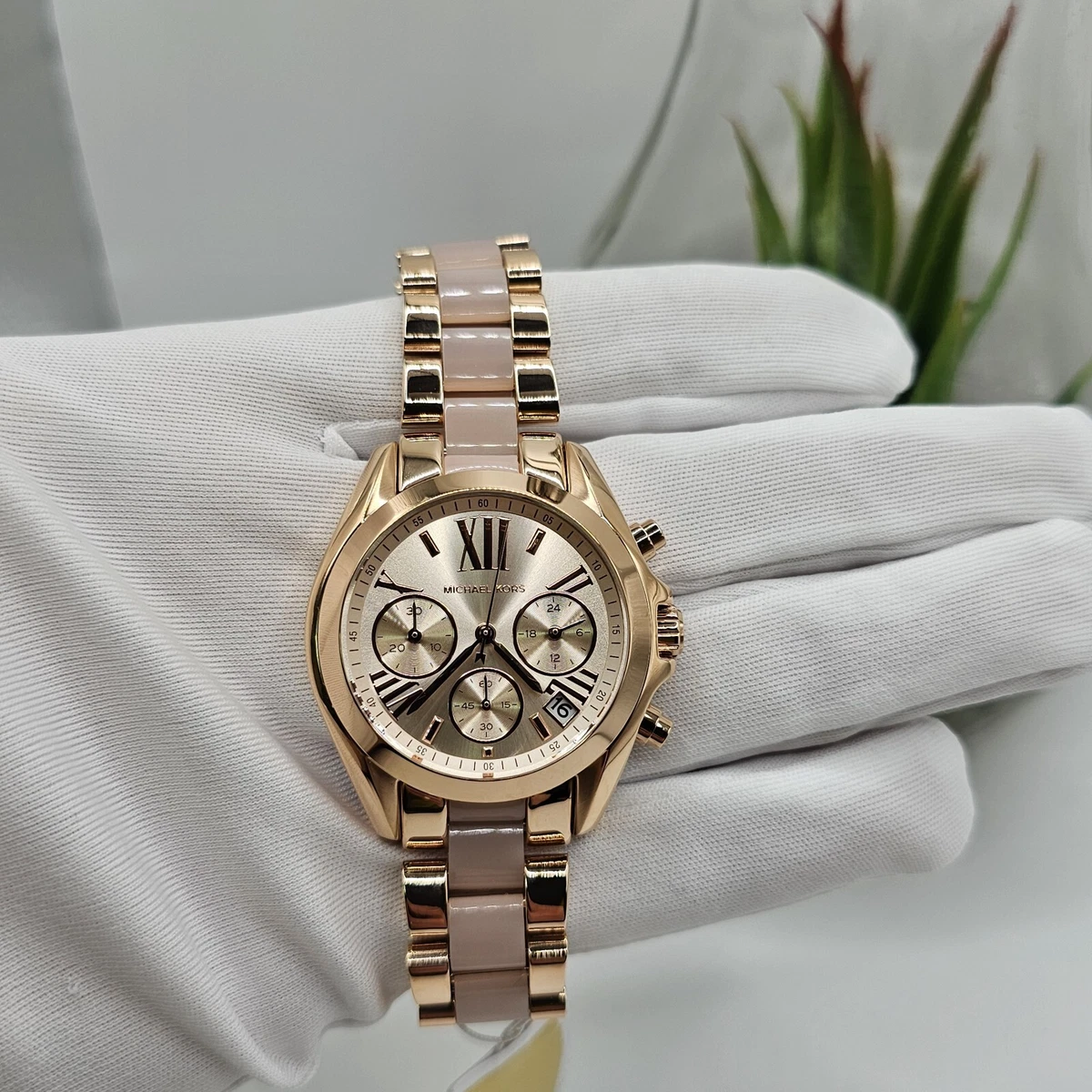 Rose Gold Plated Michael Kors Chronograph Watch w/ original Tag and extra links Michael Kors Rose Gold Plated Quartz Chronograph Watch MK  main image 3