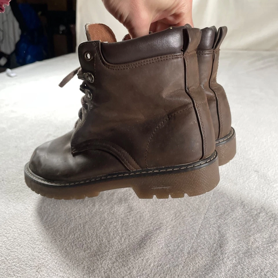 Botas Glory Desteñidas Para Mujer 7 1/2 Cuero Marrón Y2K Grueso Botín Morgan Foto 4 de 4