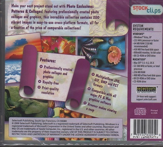 PhotoExclusives: Patterns & Collages (PC/MAC-CD, 2009) - NEW in Jewel Case - Image 2 of 2