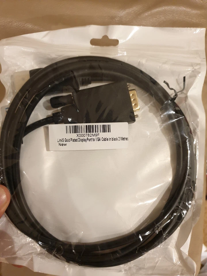 2Meters DisplayPort to VGA Cable Gold Plated Contacts 20 pin, Black - Image 2 of 3