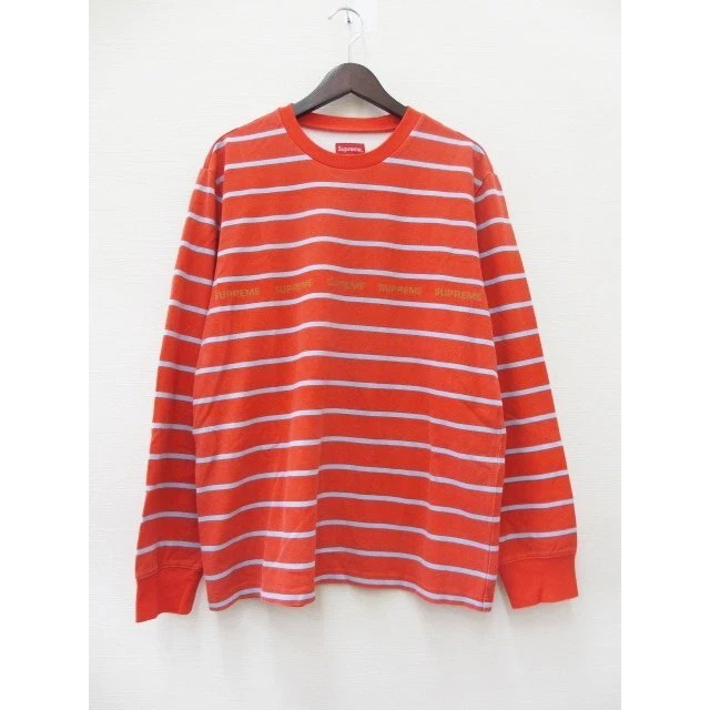SUPREME Border Long Sleeve T-Shirt Logo Print Crew Neck 100