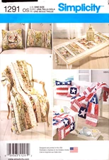 Simplicity Pattern 1291 ~Rag Quilted Throws ~ Pillows and Bench and Table Runner