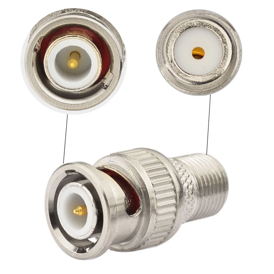 BNC-F adapter BNC Male to F Type Female Coaxial Adapter Connector M/F Straight - Image 3 of 3