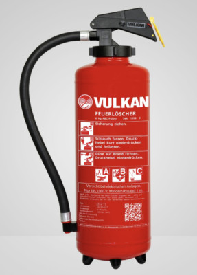 Vulkan 6kg Pulver Auflade Feuerlöscher 43A,12LE ABC Pulverlöscher inkl. Plakette