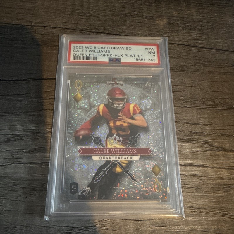 Wild Card 2023 WC 5 Card Draw Caleb Williams Queen Sparkle X-Plate 1/1 PSA 7