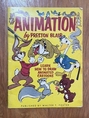 Animation by Preston Blair Learn How To Draw Animated Cartoons c. 1949 Large EUC
