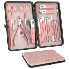 ZIZZON Manicure Set 18 in 1 Professional Pedicure Nail 18 Piece Set, Pink