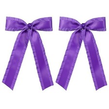 " Long Tail Ribbon Hair Bows Clip for Women Girls,Solid Satin 5.5 Dark Purple