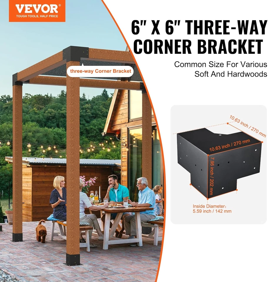 Kit Staffe per Pergola 15X15 Cm Supporto per Pali in Legno Da Carpenteria 4 Staf - Immagine 2 di 4