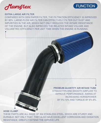 4 inch High Flow Cold Air Intake Kit w/ Heat Shield for Ford F250 1999-2003 Foto 4 de 4