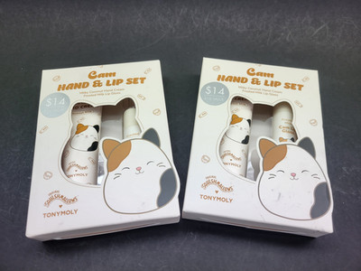 2 Sets TonyMoly Squishmallows Cam Cat Coconut Hand Cream & Lip Gloss set *READ*