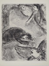 Marc Chagall: Die Bibel, Satan Testet Den Glauben Von Hiob, Heliogravur, 1960