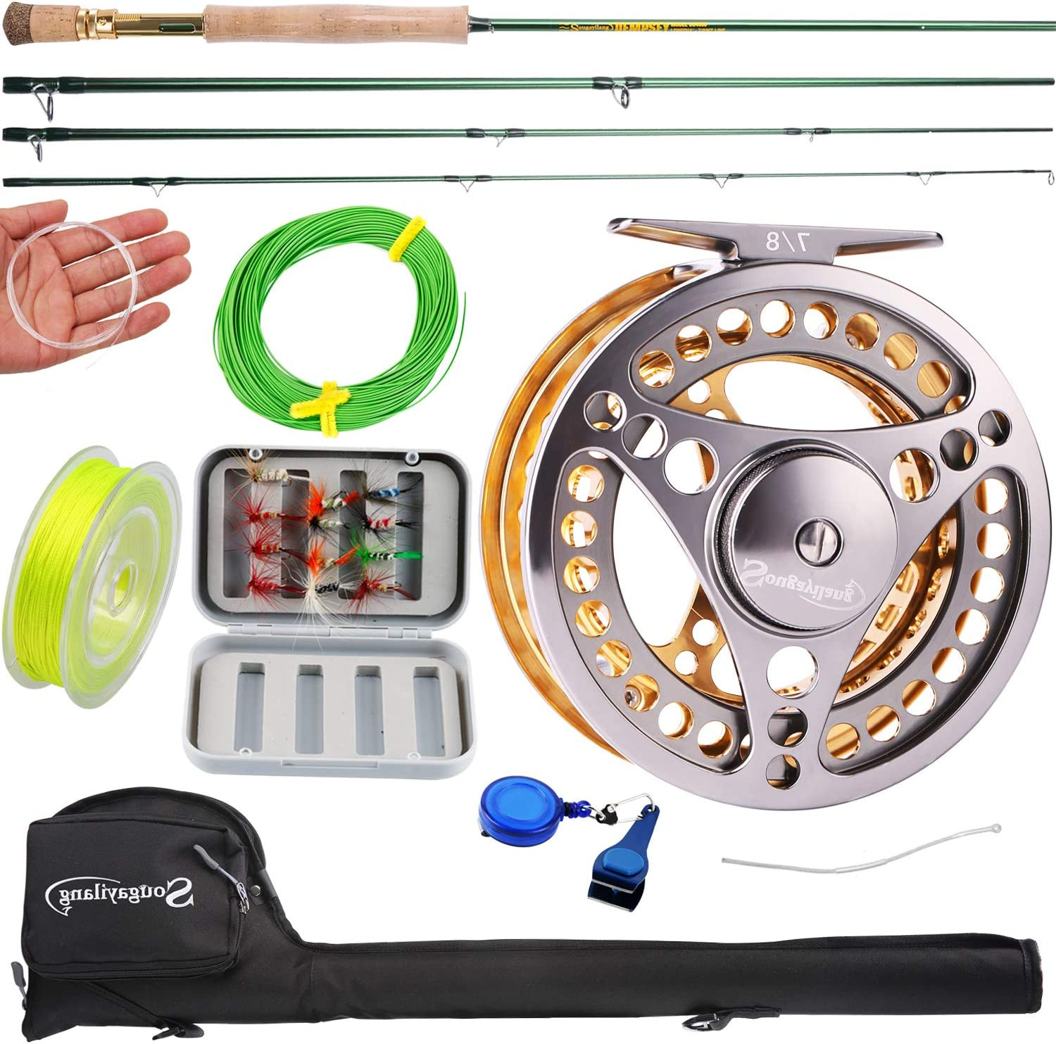 9 ft Fly Fishing Rod & Reel Combo Kit, 7/8 Weight, 4-Piece w