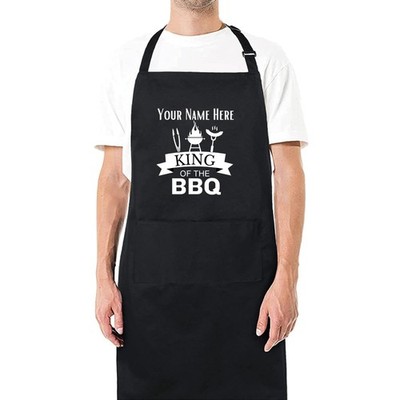 Individueller Name King of the BBQ Schürze personalisiert Grillschürze für Männer verstellbar