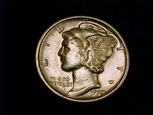 1928-D Mercury Dime,  an Extra Fine to About Uncirculated grade coin.