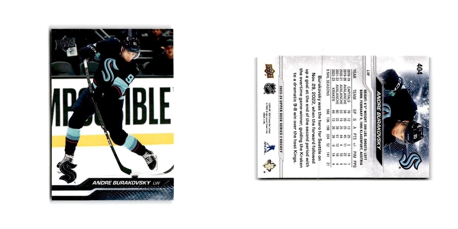 2023 Upper Deck Andre Burakovsky Seattle Kraken #404