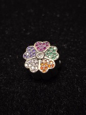 925 Sterling Silver Flower Devil's Eye Pattern Charm For Bracelet Jewelry Making