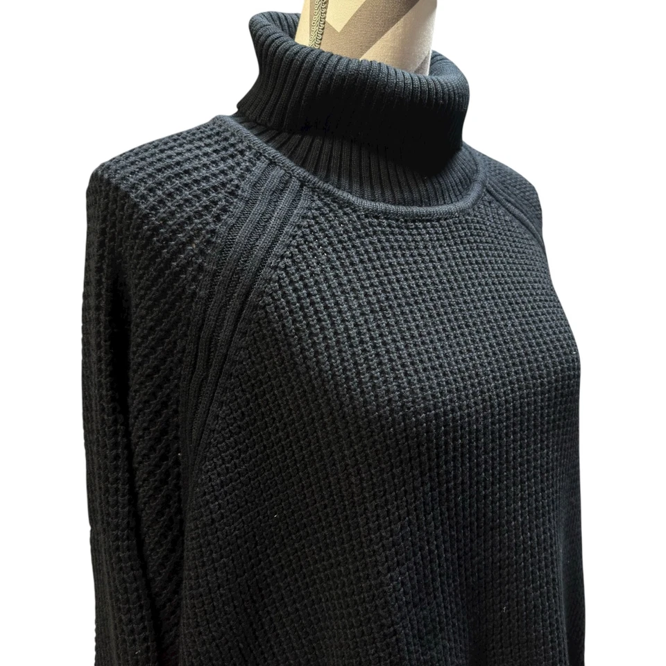 Pulôver feminino de malha preta gola alta - Tamanho feminino 3x (30/32) - Imagem 2 de 4